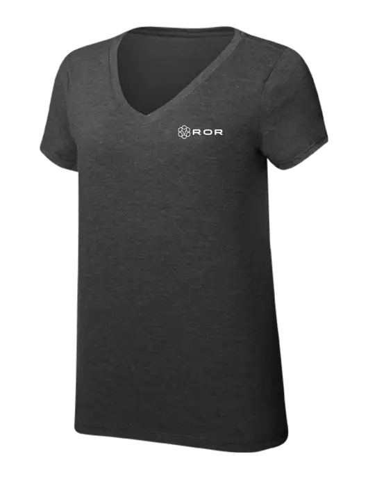 Womens Simply Soft V-Neck Black Frost 4.5oz  Poly/Combed Ring Spun Cotton T-Shirt w/ROR Logo