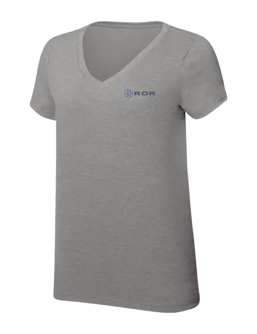 Womens Simply Soft V-Neck Grey Frost 4.5oz  Poly/Combed Ring Spun Cotton T-Shirt w/ROR Logo
