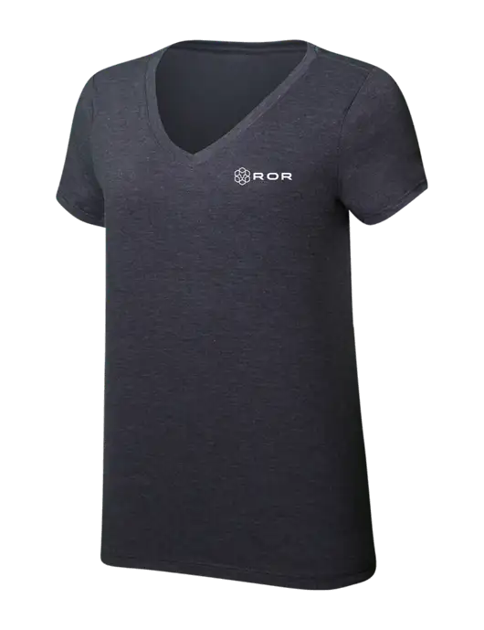 Womens Simply Soft V-Neck Heather Charcoal 4.5oz  Poly/Combed Ring Spun Cotton T-Shirt w/ROR Logo