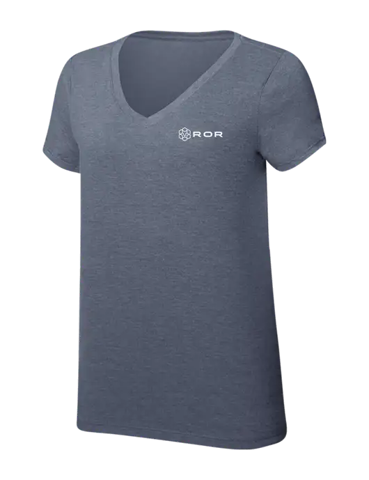 Womens Simply Soft V-Neck Navy Frost 4.5oz  Poly/Combed Ring Spun Cotton T-Shirt w/ROR Logo