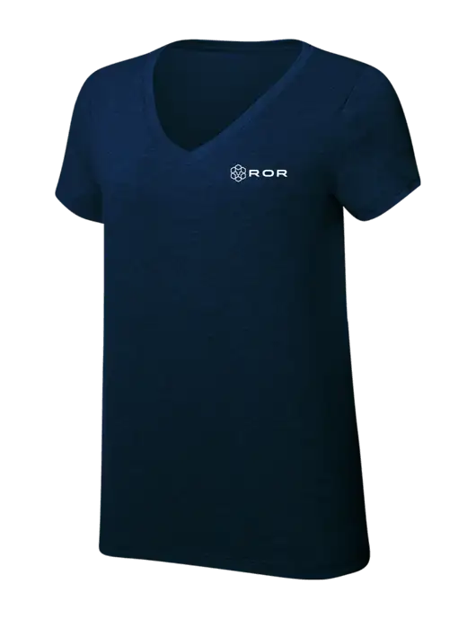 Womens Simply Soft V-Neck New Navy 4.5oz  Poly/Combed Ring Spun Cotton T-Shirt w/ROR Logo
