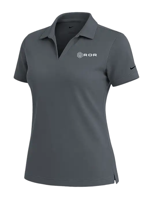 NIKE Dark Grey Womens Dri-Fit Micro Pique Polo w/ROR Logo