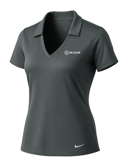 NIKE Dark Grey Womens Dri-Fit Vertical Mesh Polo w/ROR Logo