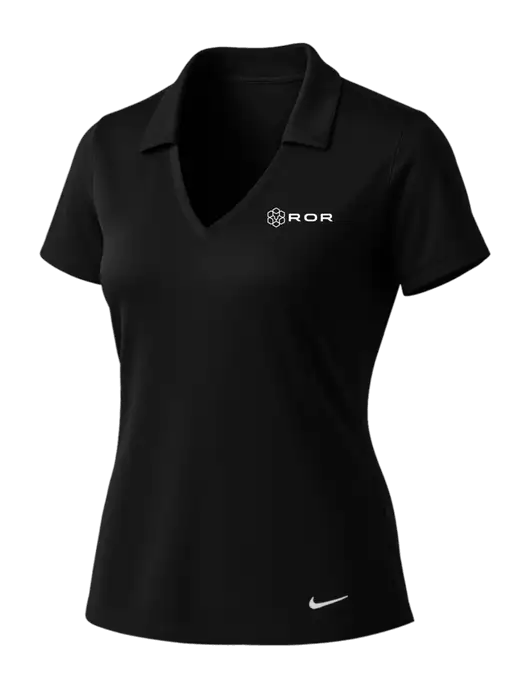 NIKE Black Womens Dri-Fit Vertical Mesh Polo w/ROR Logo