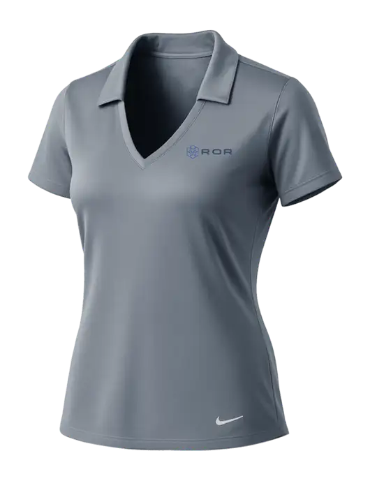 NIKE Medium Grey Womens Dri-Fit Vertical Mesh Polo w/ROR Logo