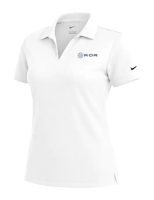 NIKE White Womens Dri-Fit Micro Pique Polo w/ROR Logo
