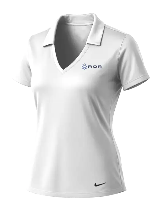 NIKE White Womens Dri-Fit Vertical Mesh Polo w/ROR Logo