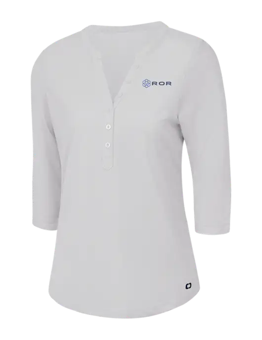 OGIO Bright White Jewel Henley w/ROR Logo