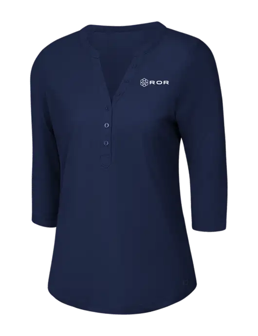 OGIO Navy Jewel Henley w/ROR Logo