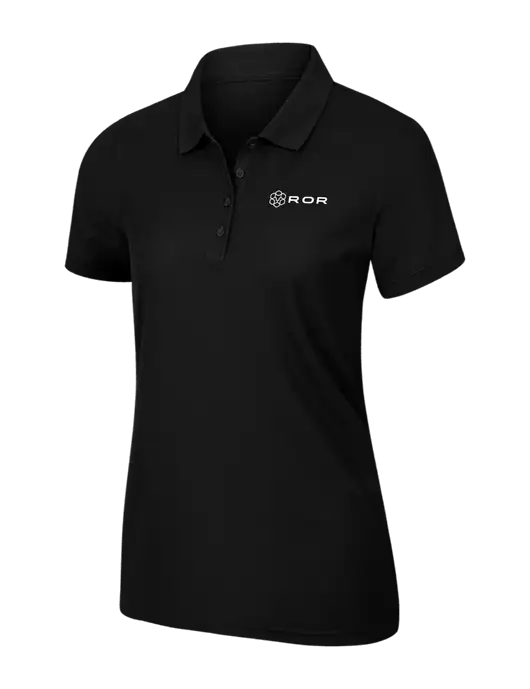 Womens Black Core Classic Pique Polo w/ROR Logo