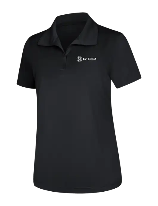 Womens Black Micropique Sport-Wick Polo w/ROR Logo