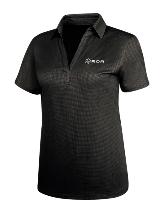 Black Womens Performance Fine Jacquard Polo w/ROR Logo