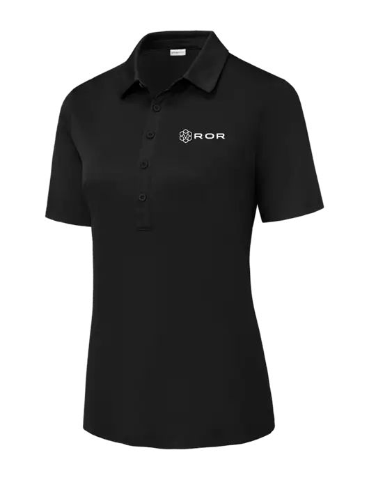 Black Womens Posi-UV Pro Polo w/ROR Logo