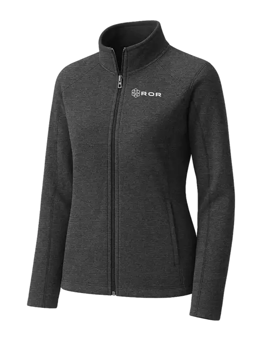 Charcoal Womens Heather Microfleece Full-Zip Jacket w/ROR Logo