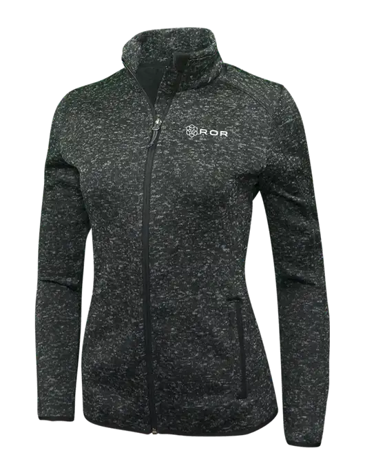Black Heather Womens Sweater Fleece Jacket w/ROR Logo