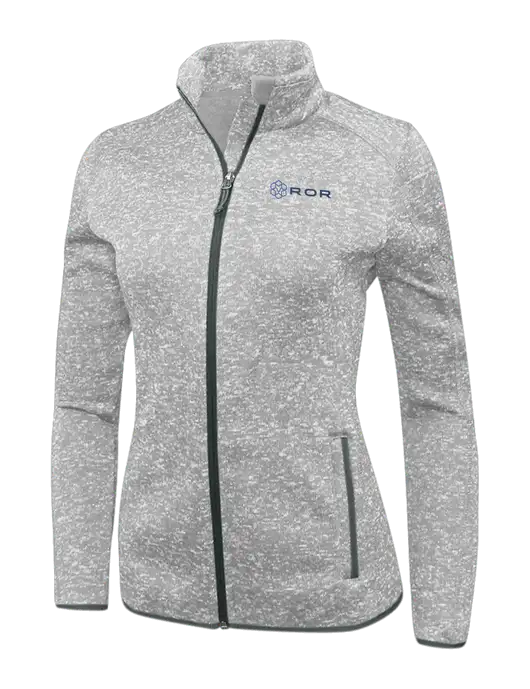 Grey Heather Womens Sweater Fleece Jacket w/ROR Logo