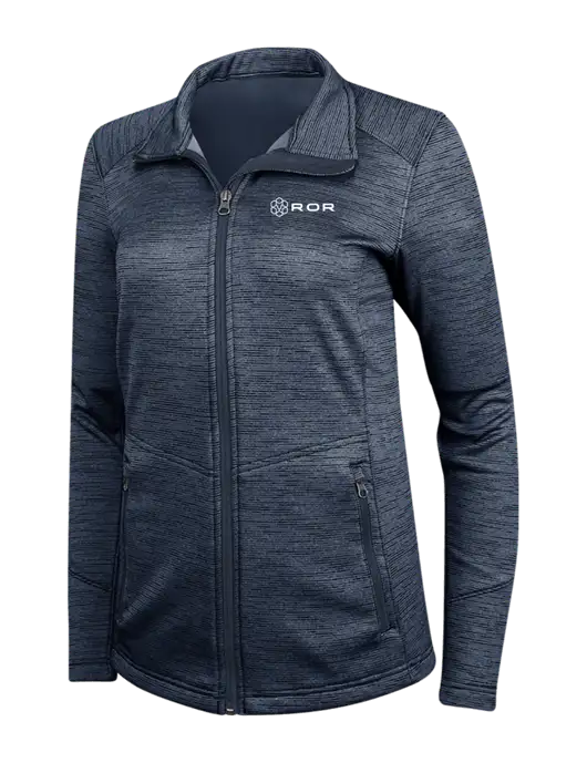 Navy Womens Digi Stripe Fleece Jacket w/ROR Logo