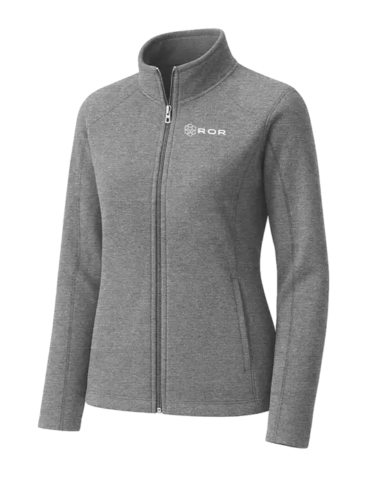 Medium Grey Womens Heather Microfleece Full-Zip Jacket w/ROR Logo