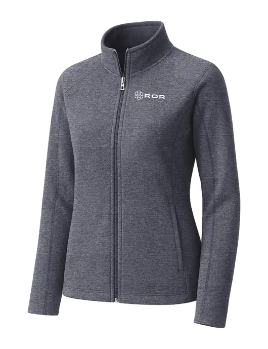 Light Navy Heather Womens Microfleece Full-Zip Jacket w/ROR Logo