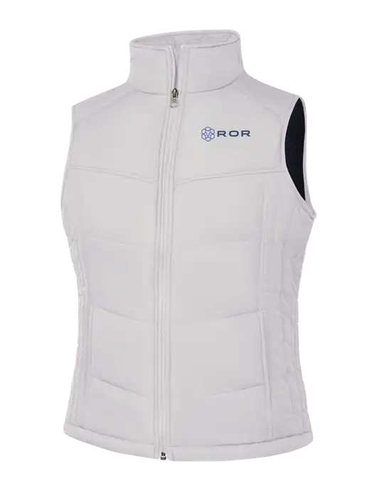 Womens White/Dark Slate Puffy Vest w/ROR Logo