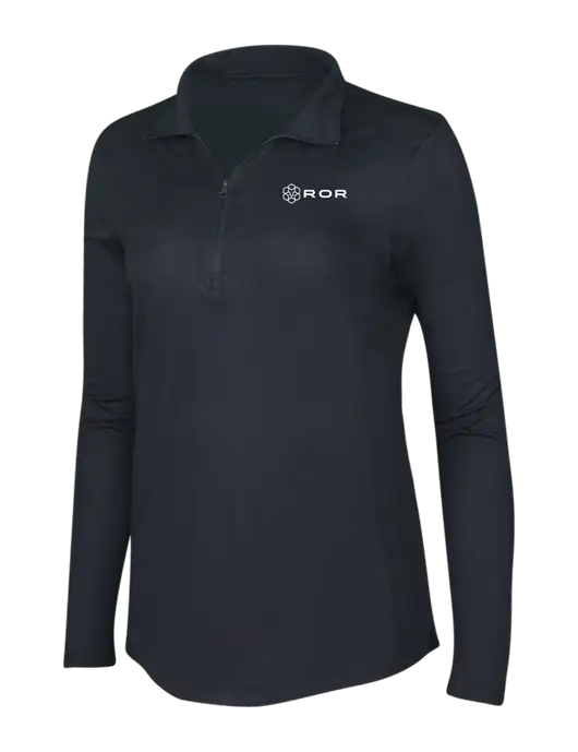 Black Triad Solid Womens Posicharge Tri-Blend Wicking 1/4 Zip Pullover w/ROR Logo
