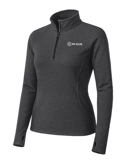 Dark Grey Heather Womens Sport Wick Stretch 1/4 Zip Pullover w/ROR Logo