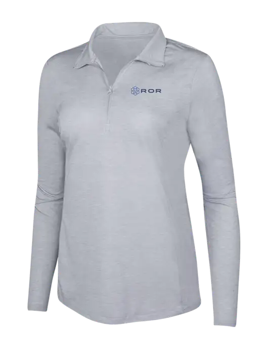 Light Grey Heather Womens Posicharge Tri-Blend Wicking 1/4 Zip Pullover w/ROR Logo