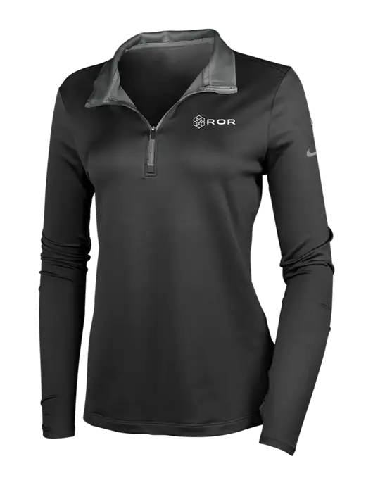NIKE Black/Dark Grey Womens Dry-Fit Stretch 1/2 Zip Cover-Up w/ROR Logo