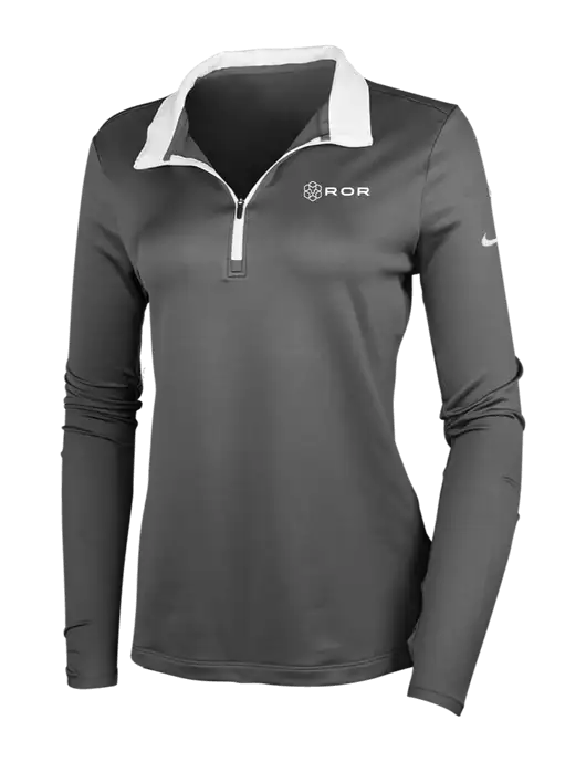 NIKE Dark Grey/White Womens Dry-Fit Stretch 1/2 Zip Cover-Up w/ROR Logo