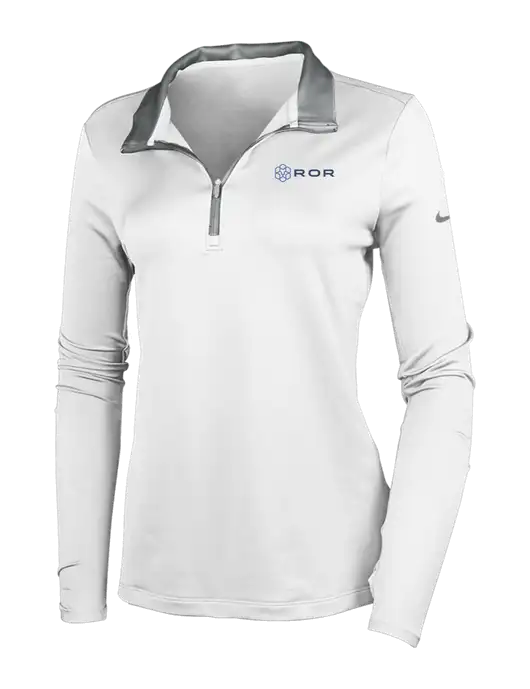 NIKE White/Dark Grey Womens Dry-Fit Stretch 1/2 Zip Cover-Up w/ROR Logo