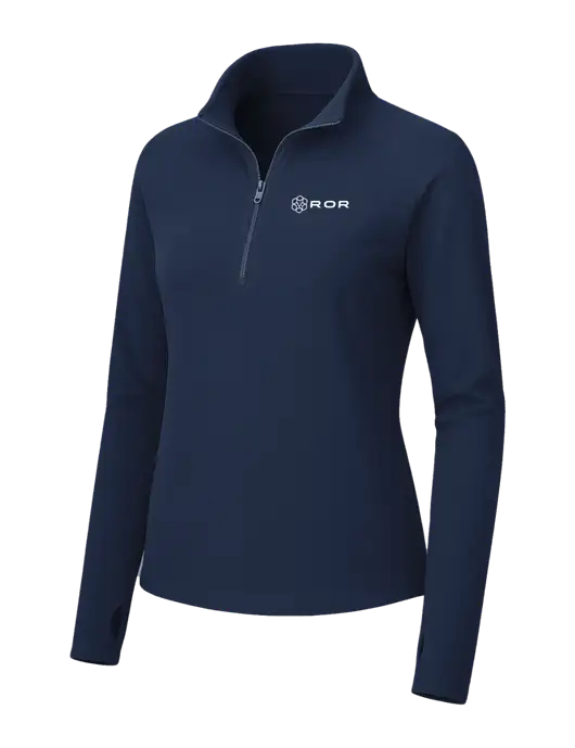 Womens Navy Microfleece 1/2 Zip Pullover w/ROR Logo