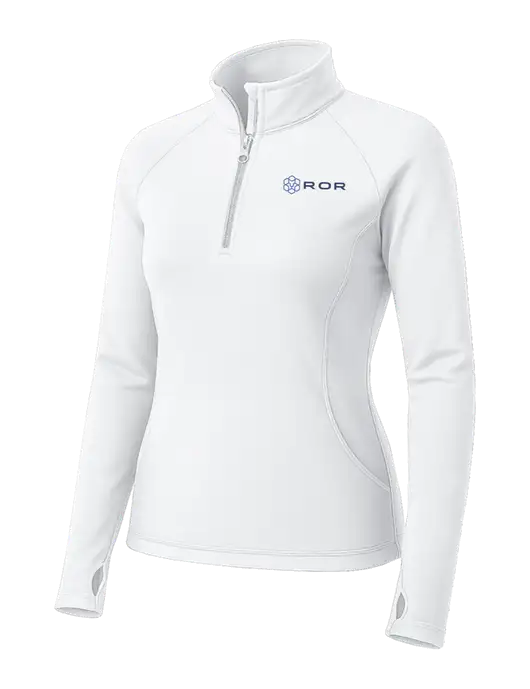 White Womens Sport Wick Stretch 1/4 Zip Pullover w/ROR Logo