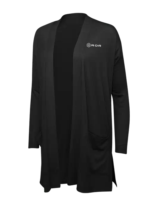 Black Womens Concept Long Pocket Cardigan w/ROR Logo