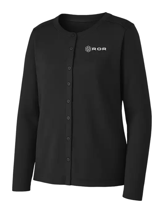 Black Womens Concept Stretch Button-Front Cardigan Sweater w/ROR Logo