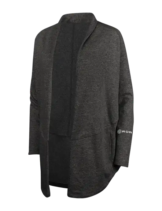 Charcoal Heather/ Medium Heather Grey Womens Interlock Cardigan w/ROR Logo