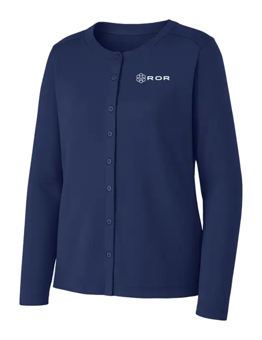 Dress Blue Navy Womens Concept Stretch Button-Front Cardigan Sweater w/ROR Logo