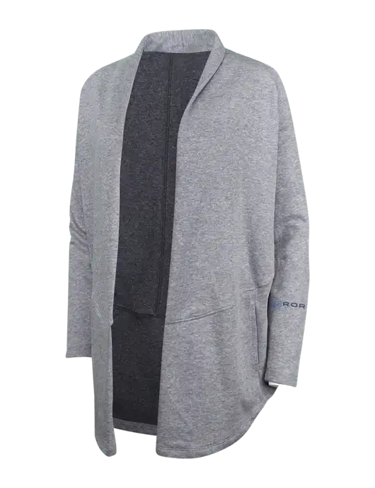 Medium Heather Grey/Char Heather Womens Interlock Cardigan w/ROR Logo