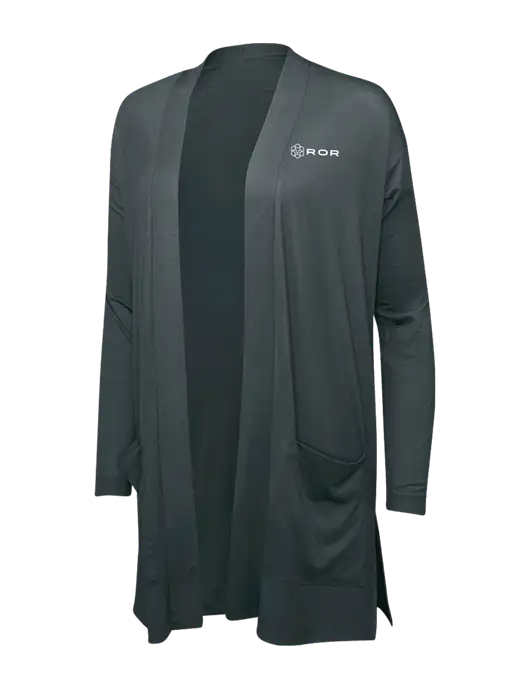 Smoke Grey Womens Concept Long Pocket Cardigan w/ROR Logo