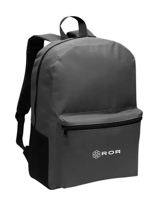 Casual Dark Charcoal Lightweight Laptop Backpack w/ROR Logo