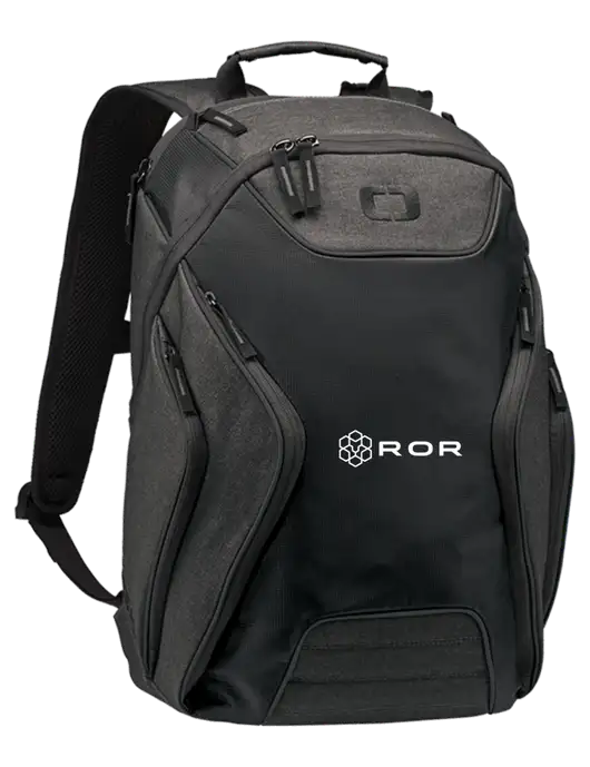 OGIO Black/Heather Grey Hatch Laptop Backpack
 w/ROR Logo
