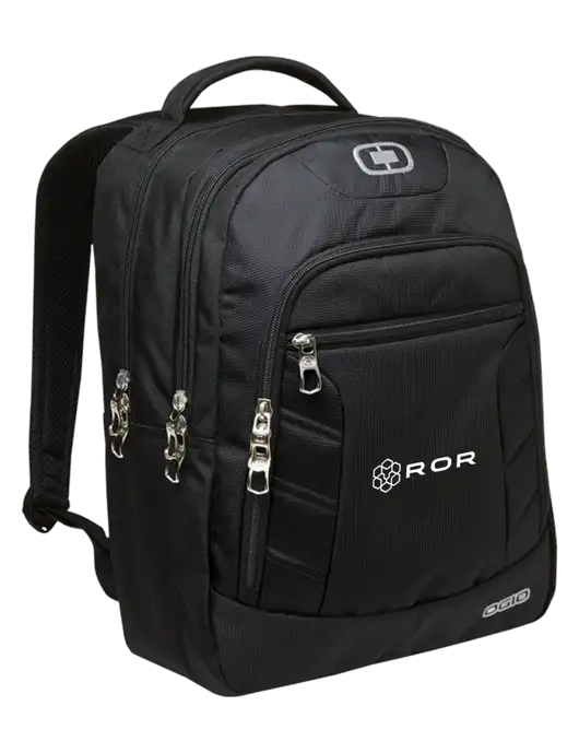 OGIO Black/Silver Colton Laptop Backpack
 w/ROR Logo