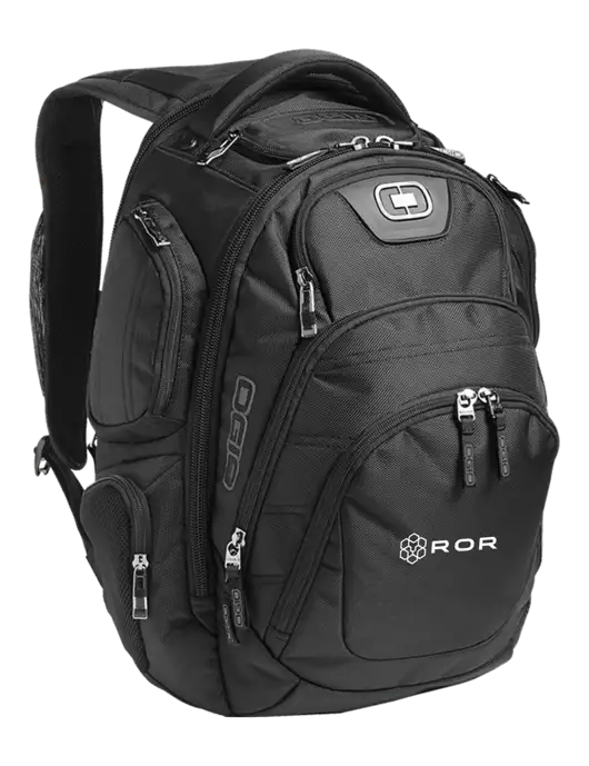 OGIO Black Stratagem Laptop Backpack w/ROR Logo