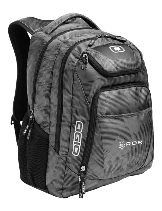 OGIO Race Day Silver Excelsior Laptop Backpack w/ROR Logo