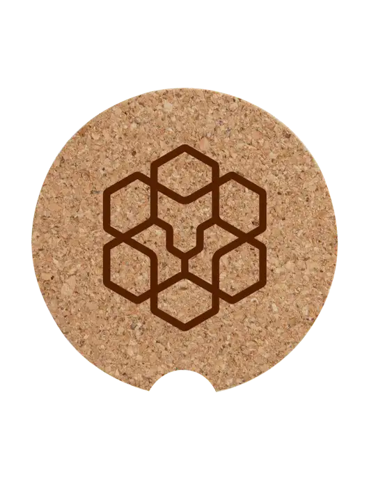 Cork Car Coaster, 2.5" w/Icon Logo