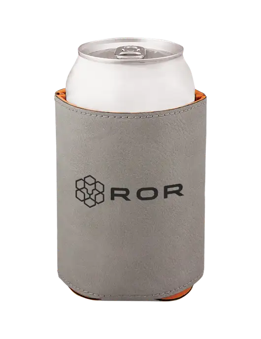 Grey Leatherette Beverage Holder w/ROR Logo Engraved