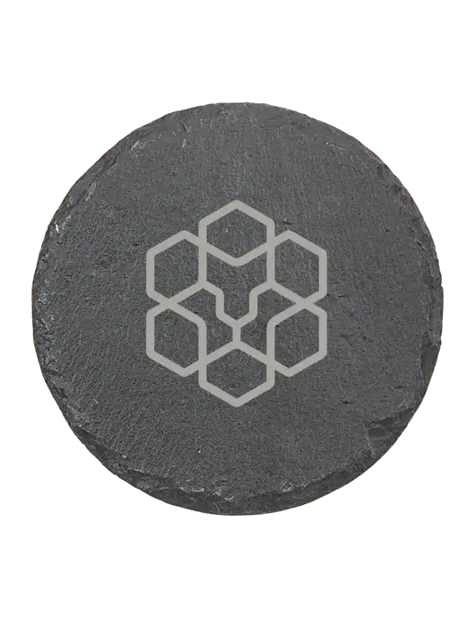 Round Slate Coaster w/Icon Logo