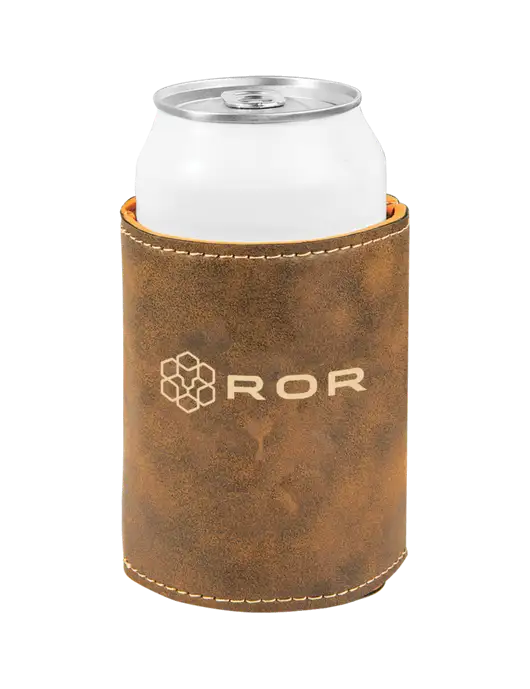 Rustic Leatherette Beverage Holder w/ROR Logo Engraved