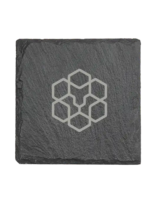 Square Slate Coaster, 4 x 4 w/Icon Logo