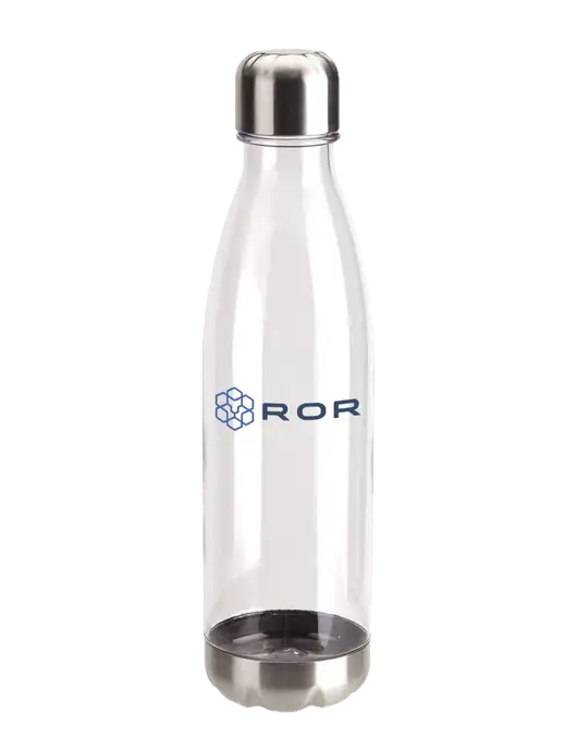 Bayside Tritan Clear 25 oz Bottle with Stainless Base and Cap w/ROR Logo