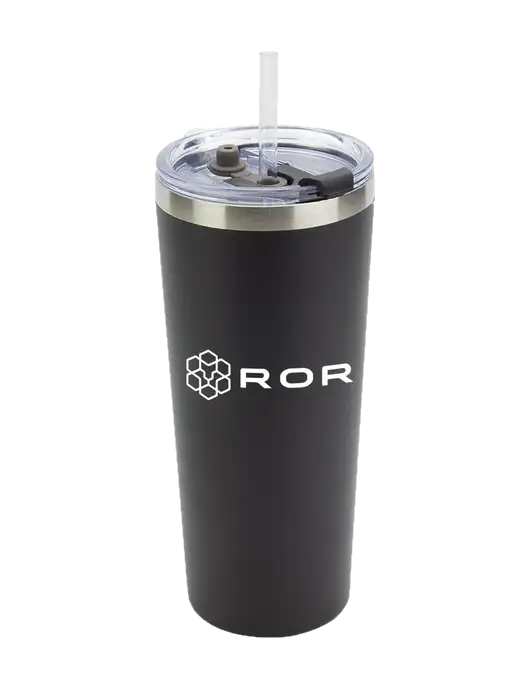 Brighton Black 20 oz Insulated Tumbler & Straw w/ROR Logo